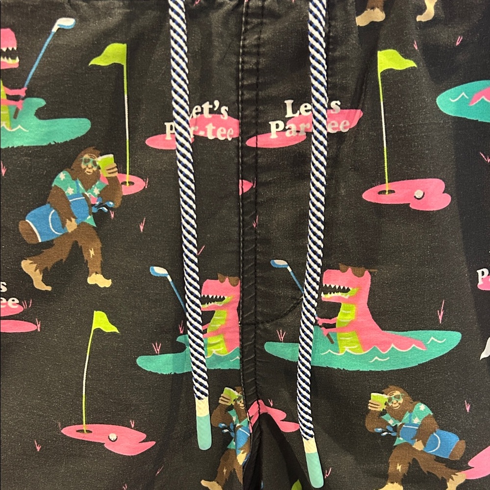 Black Golf-Themed Swim Shorts